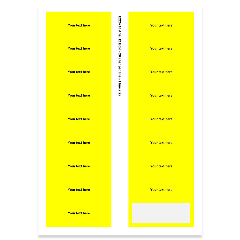 E225310 - 1 linje, max 20 tegn (skrift: Arial 12)