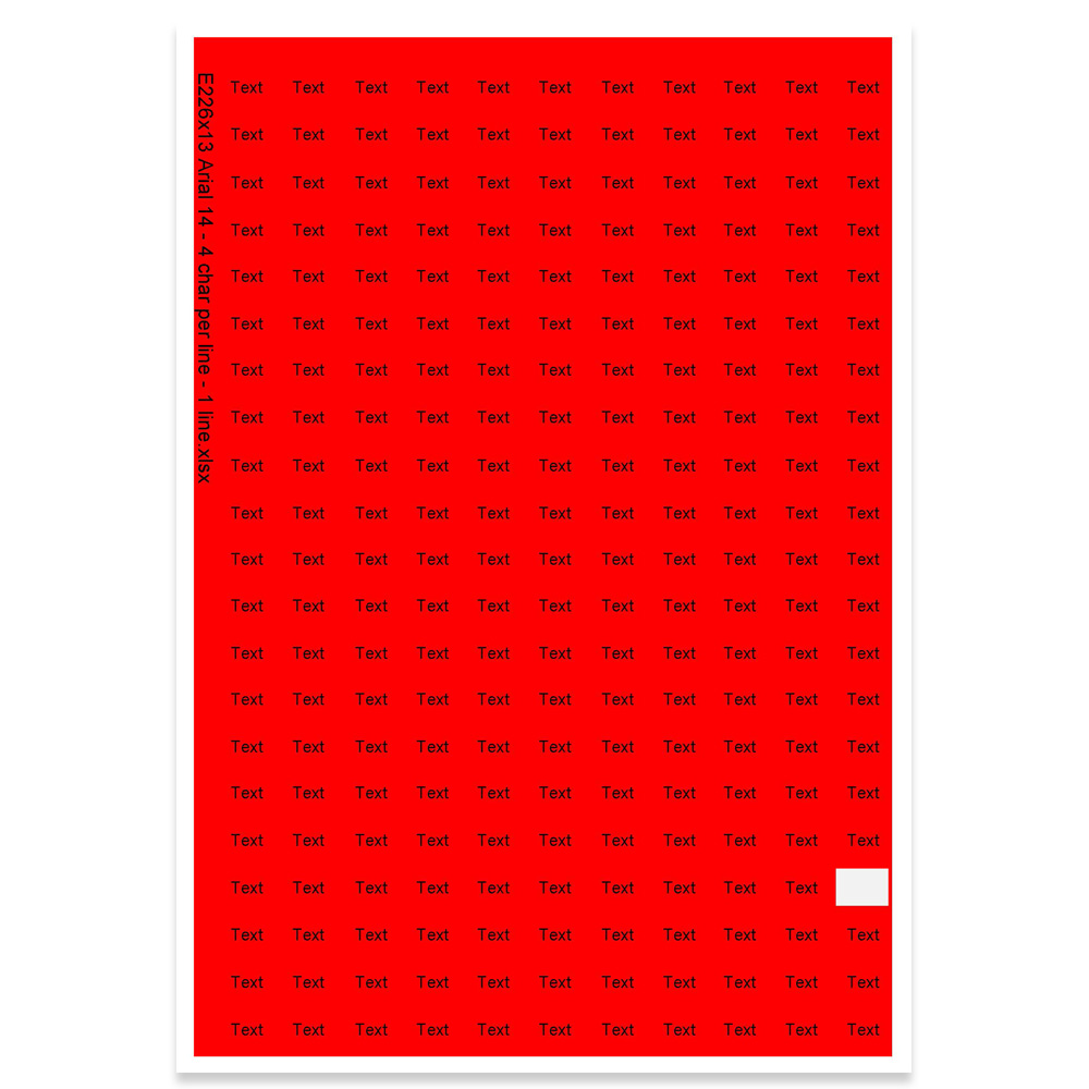 E226013 - 1 regel, max 4 tekens (lettertype: Arial 14)