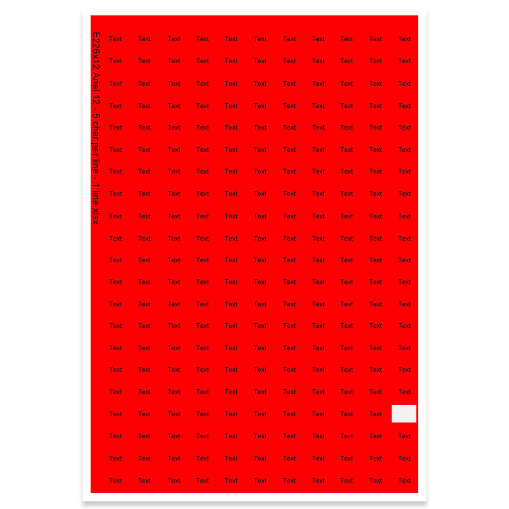 E226012 - 1 ligne, max 5 caractères (police : Arial 12)