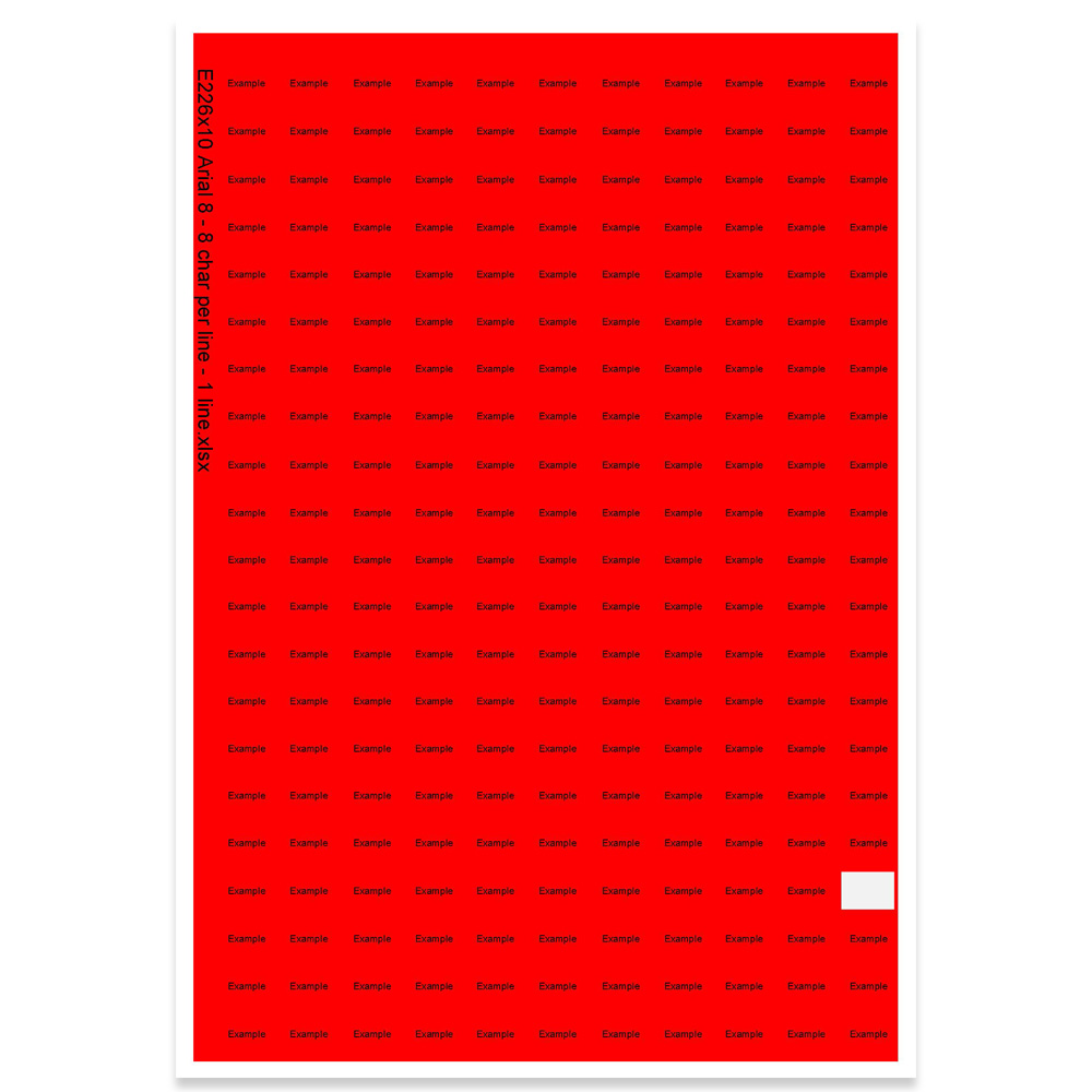 E226010 - 1 ligne, max 8 caractères (police : Arial 8)